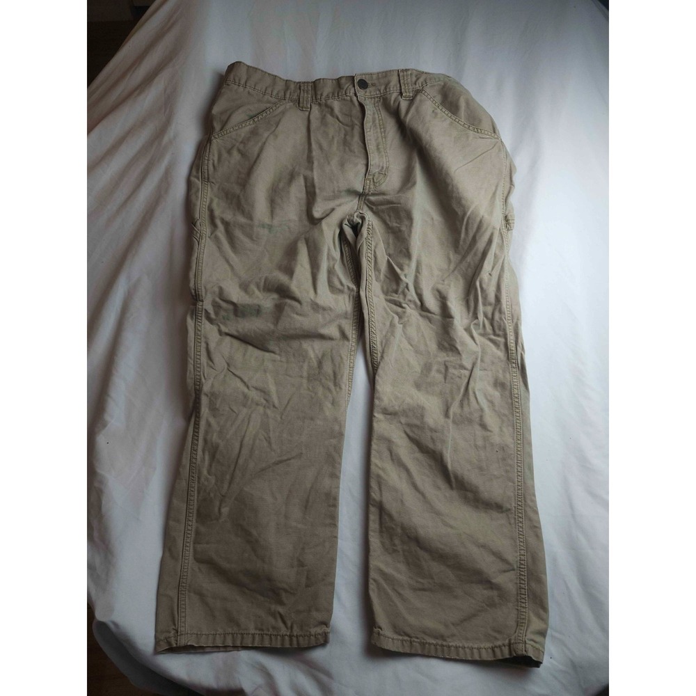 Blue Mountain Carpenter Pants Mens Size 42X30 Tan Woven Utility Workwear Classic